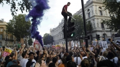 تظاهرة وسط لندن ضد بوريس جونسون